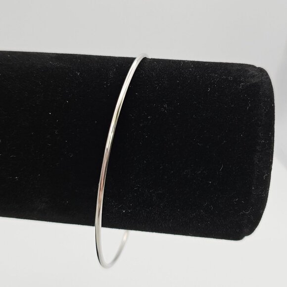Womens Sterling Silver Oval Loop Adjustable Bangle Bracelet Minimalist Simple - Picture 7 of 13